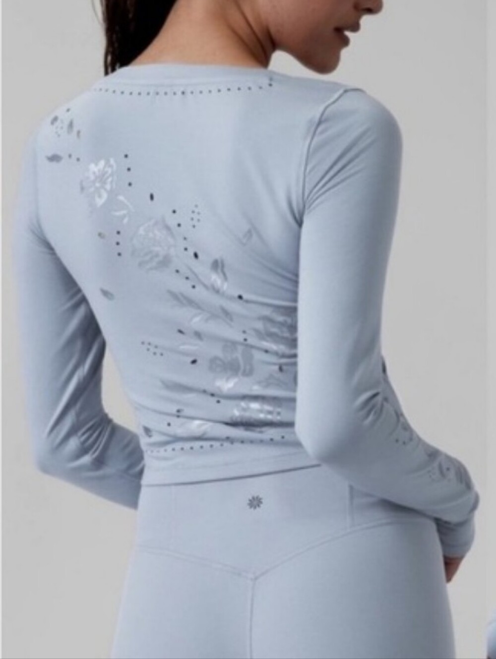 Athleta Pale Blue Shanti Eyelet Long-Sleeve Top